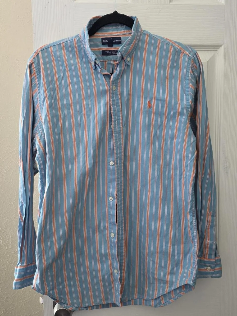 Ralph Lauren Light Blue & Orange Striped Button-Down Shirt